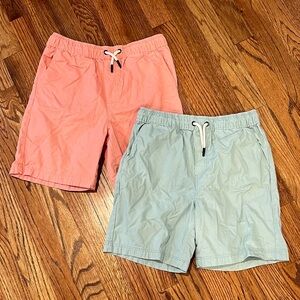 Boys Casual Drawstring Cotton Shorts in Coral and Teal
